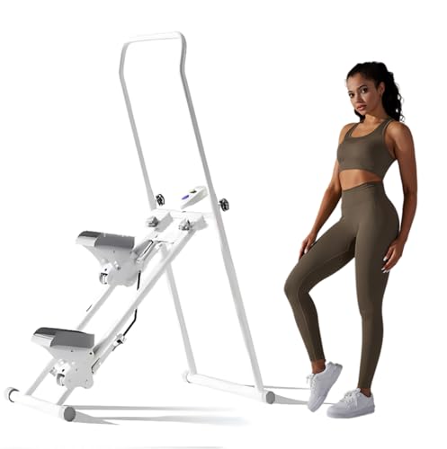 Escalador Vertical Para Gimnasio En Casa, MáQuina De Pasos Plegable Capacidad De Carga De 300 Libras Sube Escaleras Manillar Y Pedales Ajustables Paso De Fitness Para Todo El Cuerpo Hombres Mujeres