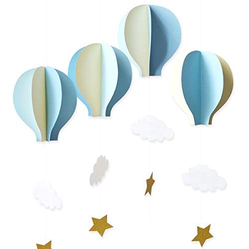 Cieovo 8 Pcs Large Size 3D Hot Air Balloon Paper Garland Hanging Decorations