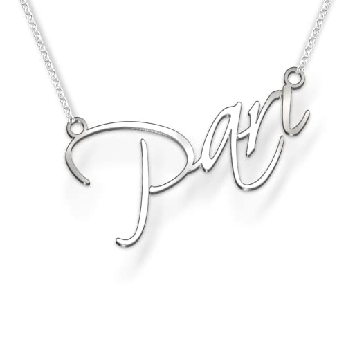 Image of Pari Cursive Gold & Silver Name Pendant Necklace, Best Jewelry Gift for Girls.