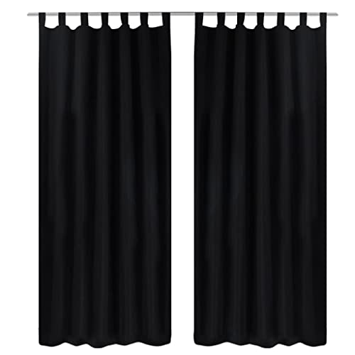 Rideau isolant thermique noir 140x245 cm passants polyester chambre - 2