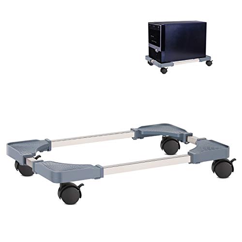 Retyion Mobile CPU Stand Adjustable Computer Tower Stand with Locking Caster Wheels Under Home Office Desk (Grey)