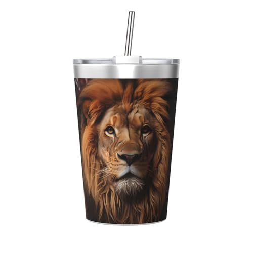 The Lion's Gaze - Termo de viaje impreso - Botella de agua deportiva a prueba de fugas para coche portátil