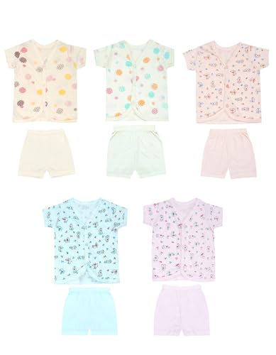 Image of BREEZEWAY New Born Baby Boys & Baby Girls Top and Bottom combo pack of 5 suitable for 0-6 month babies