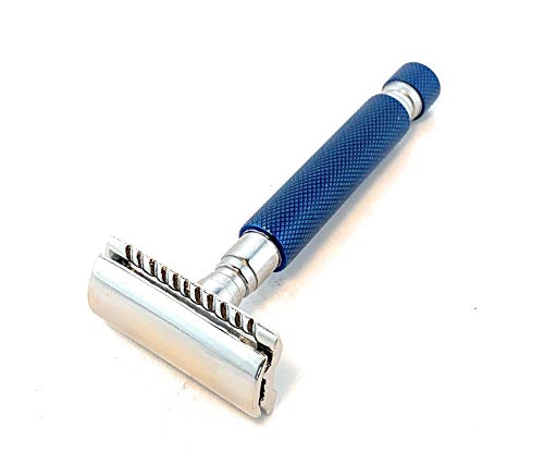GBS Azul Heavy Duty punho longo Safety Razor - projeto tolerâncias muito apertadas! Chrome Azul Cons