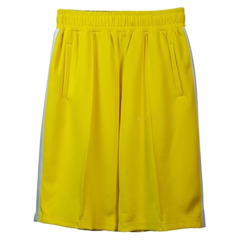 Pantalones Cortos Deportivos Hombre Estilo Urbano Europeo Hip Hop con Laterales Y Diseño Amplio (Yellow, XL) c91
