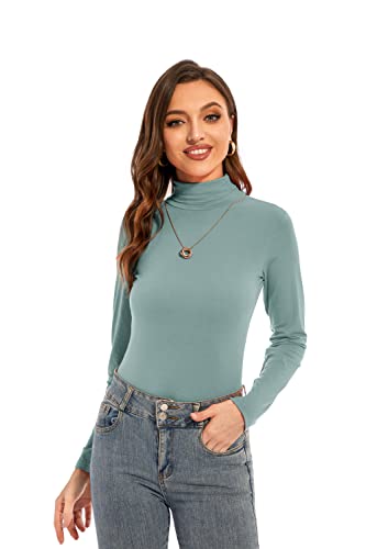 Image of Womens Long Sleeve Turtleneck T-Shirts Casual Lightweight Slim Fit Cozy Base Layer Top
