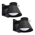 UME 2 Pack LED Outdoor Wall Light Fixtures, Dusk to Dawn Outdoor Wall Lantern, Exterior Waterproof Wall Sconce Light Fixtures, Black Front Porch Lights Wall Mount Lighting