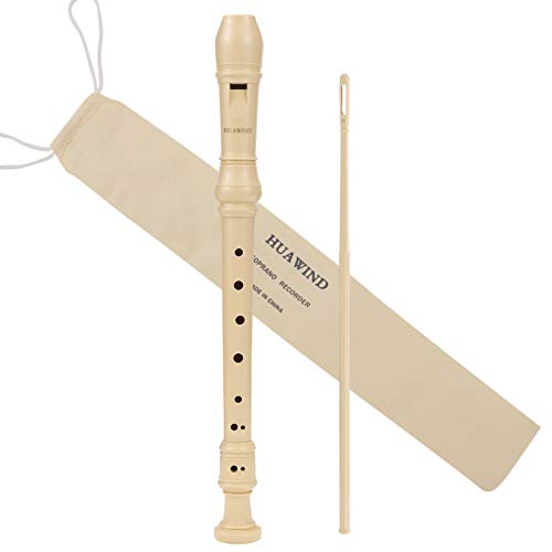 HUAWIND Soprano Descant Recorder German Style 8 Hole Recorder Instrument for Kids With Cleaning Rod, Storage Bag