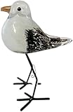osters muschel-sammler-shop Dekorative Glas-Möwe, Handgefertigte Maritime Dekoration, 16 cm Höhe, Weiß-Grau mit Metallfüßen