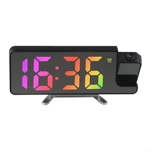Reloj despertador de proyección con pantalla de tiempo ajustable de techo o pared, sensor de temperatura, formato de 12/24 horas y pantalla digital LED para dormitorio o uso doméstico, fuente de