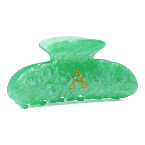 Image of St Patricks Day Accessories - Green Hair Claw Clips, St Patricks Day Gifts for Women Girls, Fashion Glitter Claw Clips Durable Hair Clips, Green - Letter A