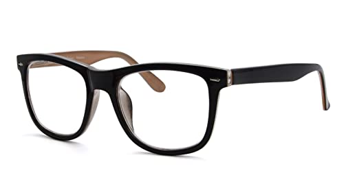 Eyekepper Readers Square Large Lenses Spring-Hinges Reading Glasses Women Black-Brown +0.75