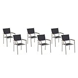Beliani Gartenstuhl Set 6 Stühle Polyester/Edelstahl schwarz Grosseto