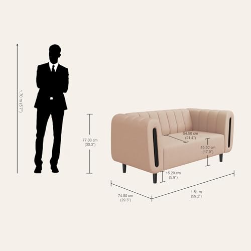 Image of Interio by Godrej Sofa Paramount 2 Seater Fabric Sofa for Living Room, 1-Year Warranty, Solid Wood, Beige