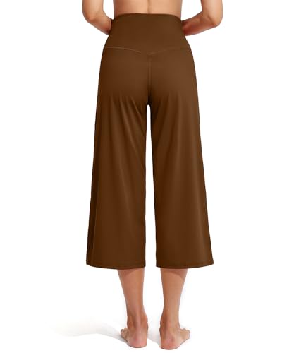 Image of Promover 14 inch /21 inch /23 inch /25 inch Inseam Capri Pants for Women Wide Leg Yoga Cropped Pants with Pockets Loose Casual Summer Pant