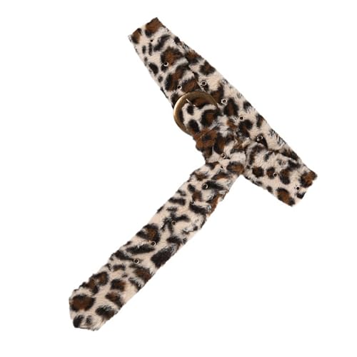 Waistband for Women Elegant Furred Plush Luxurious Belt Maillard Color Retro Girdle Belt Stylish Leopards Print