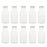 Yardwe 10 Pcs 300 ML de Bouteilles de Jus de Jus de 300 ML avec des Bouchons Bouteilles de Boisson Transparentes Bouteilles de Réutilisables pour Le Café Au Jus de (Cap Blanc)