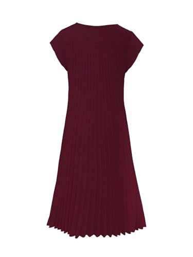 Image of GORGLITTER Women's Pleated Flowy Chiffon Church Dresses Elegant Summer Short Sleeve Wedding Guest Maxi Dress Outfits