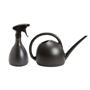 Plastia Gieter 1,8 l met sproeifles 0,7 l – bloemengieter en bloemensproeier van gerecycled kunststof – voor kamerplanten, kruiden, balkonplanten, antraciet