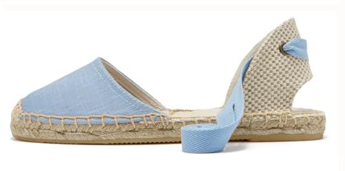 Image of Women's Espadrille FLat Sandals Closed Toe Ankle Wrap,Classic Lace Up Summer Dressy Flat Shoes