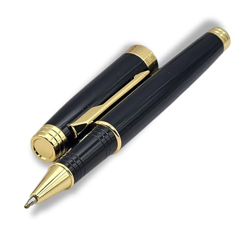 Image of Venti Gold Metal Roller Ball Pen| Black Body Color | Ink Color - Black | Novel Gifts For Professionals | Premium Pens For Personal & Professional Use | Return Gift | (115, RollerBall Pen)