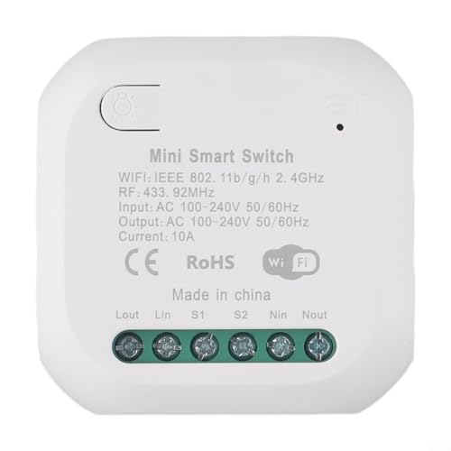 Interruttore relè intelligente WiFi RF433 per domotica wireless compatibile con supporto multi ricevitore trasmettitore e multi ricevitore (10A)