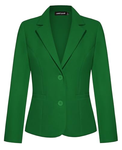 MINTLIMIT Womens Casual Blazer Jacket Long Sleeve Button Front Work Office Blazers Lapel Button Jacket (Green, Size 2XL)