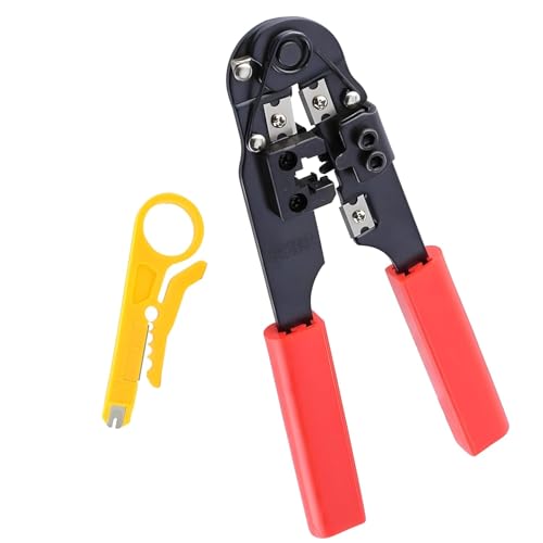 Image of Crimper Pliers Terminal Hand Networking Crimping Tools Connector Cable Clamp Multi-function Network Cable Modular Plug Hand Crimp Tool (Multicolor - HT-210C)