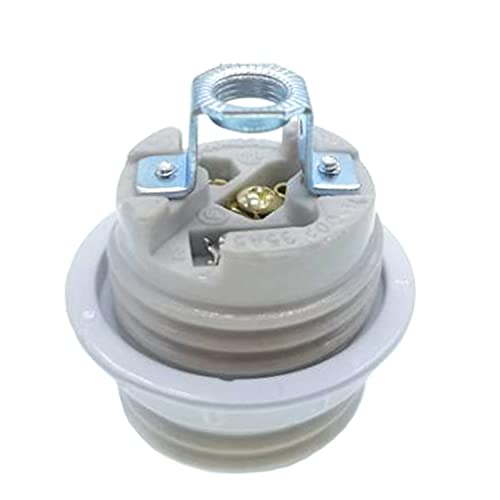 E26 Socket,Ceramic Medium Base Screw Socket E26 E27 Threaded Glazed Porcelain Lampholder (With Aluminum Shade Ring) #TOP6