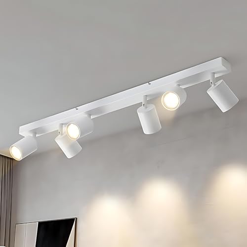Lichtmaler Deckenstrahler 6 Flammig Deckenlampe Weiß - LED Deckenleuchte Deckenspot Strahler GU10 Schwenkbar 350° Spots für Wohnzimmer Schlafzimmer Küche, Ohne Leuchtmittel