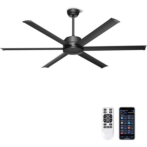 Ohniyou 60 Black Industrial Ceiling Fans No Lights for Patios Garages