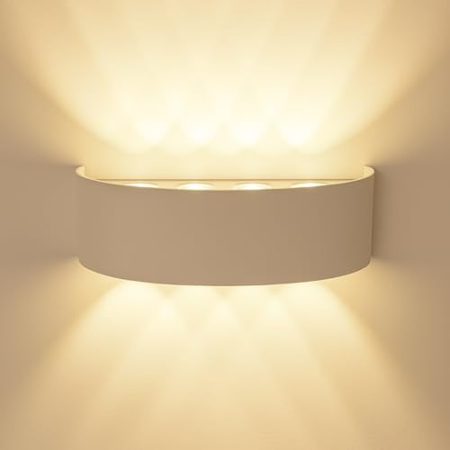 MAKA Applique da Esterno Interno Led da Parete 24W Lampade da Muro Plafoniera Moderna Luci Up Down 2400 Lumen Ip65 Impermeabile Fascio Luce Durata Illuminazione 40 mila ore (Bianco, 3000K)