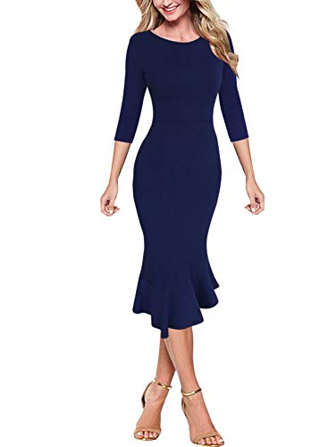 Image of VFSHOW Womens Vintage Elegant Cocktail Party Bodycon Pencil Mermaid Midi Mid-Calf Dress