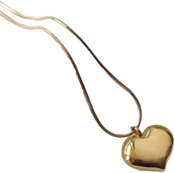 18K Gold Plated Heart Pendant Necklace, Dainty Snake Chain, Fashion Jewelry for Women, Special Occasion Gift with Box