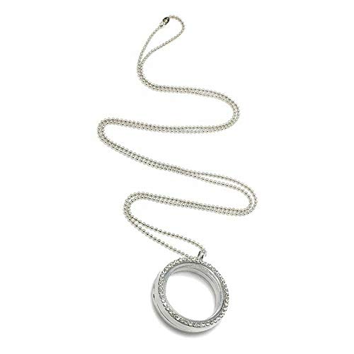 ELECTROPRIMEELECTROPRIME 1X(Living Memory Floating Charm Crystal Glass Round Locket Pendant Necklace D4J3