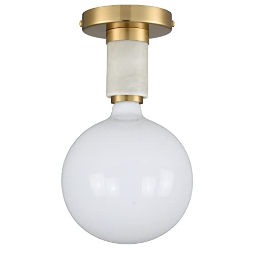 Hydelite Modern Brushed Brass Ceiling Light With White Marble Flush Mount Ceiling Light Fixture For Living Room Hallway Ceiling Mount Lighting #TOP17