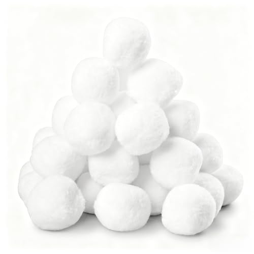 LLUOXI 30pcs x 7cm White Plush Snowballs Realistic Artificial Snowball Fight Kit for Indoor Winter Games Soft Fake Snowballs for Christmas Tree Decoration Xmas Home Decor for Kids & Adults
