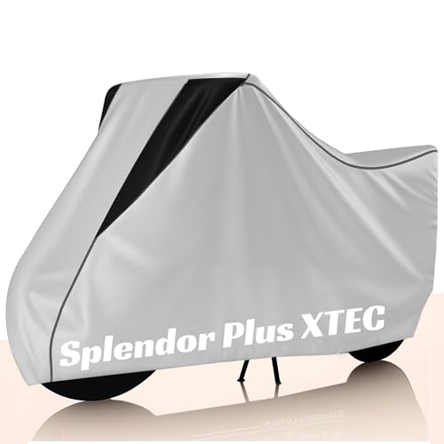 Image of Motorcycle Bike Body Cover for Outdoor Use - Heavy Fabric Water Resistant Two Wheeler Cover with UV, Dust & Rain Protection Compatible for Splendor Plus XTEC