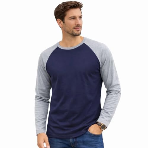 Image of R Cube Men's Henley Shirts Raglan Long Sleeve Casual Slim Fit Lightweight Fashion T-Shirts