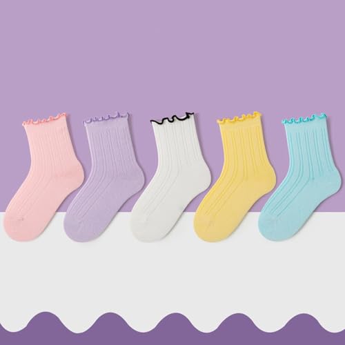 5-Pack Socks for Girls Soft Cute Solid Color Cotton Athletic for Baby Boy and Girl Durable and Breathable Crew Sock2