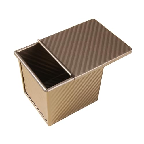 Leapiture Bread Box Mold Bread Baking Loaf Mold Bread Tin Baking Tray Rectangular Bread Pan Loaf Pan with Lid for Baking Bread Gold Oven Baking (12x11x10cm)
