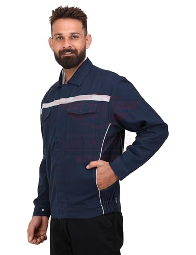 Image of CLUB TWENTY ONE Workwear Men's Safety Cotton Jacket with Reflective Piping