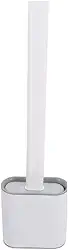 Escova Sanitária Moderna com Suporte, Silicone Branco, 38cm, Base Autoportante, Cerdas Flexíveis para Limpeza Profunda