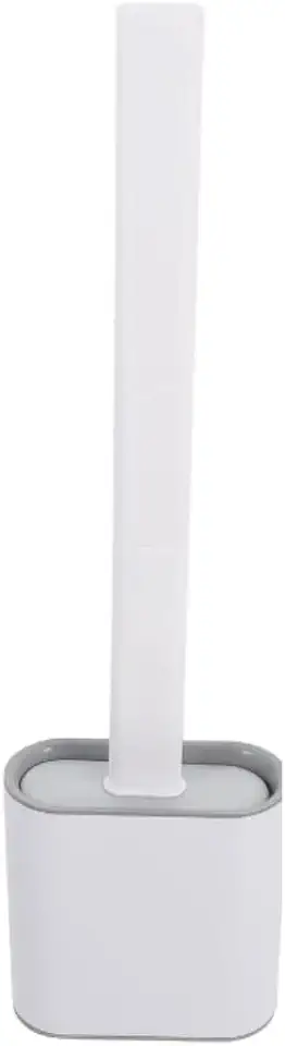 Escova Sanitária Moderna com Suporte, Silicone Branco, 38cm, Base Autoportante, Cerdas Flexíveis para Limpeza Profunda