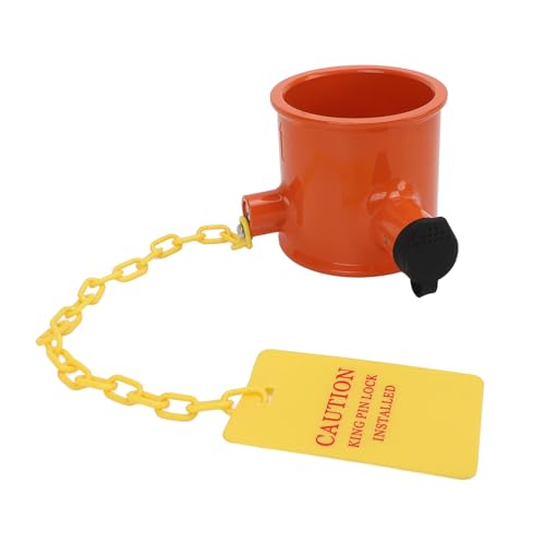 Asixxsix Verrou à Goupille De Sellette D'attelage Antivol En Alliage Daluminium Avec Etiquette Davertissement Jaune Et 2 Cles Verrou De Remorque Antivol A Goupille De Roi Pour 90163971