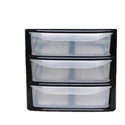 ALEEZ - A4 Slim Drawer Storage Unit - Small Plastic Desktop Tower - Tabletop Drawers for Office & School - Multi-Purpose Clear Drawers - Storage Unit for Small Spaces (Black/Clear, A4 Slim 3 Drawers) - Image 5