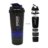 Protein Eiweiß Shaker mit Pulverfach Becher 500ml Hand erstklassige Mischfunktion inkl. Infusion Sieb garantiert auslaufsicher BPA frei| bester Gymshaker für Fitness, Blau