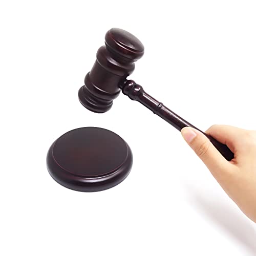 Honbay Handmade Wooden Judge Gavel And Sound Round Block Set For Court, Auction, School, Metting, Photo Props, Halloween Cosplay #TOP4