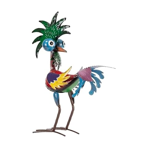Alpine 48 cm Colourful Metal Rooster Statue Cover