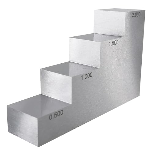 Bloque de Calibración Ultrasónico 4 pasos 0.500" 1.000" 1.500" 2.000" de Acero 1018, dimensiones 3.94 x 1.97 x 1.97 pulgadas miniatura 1